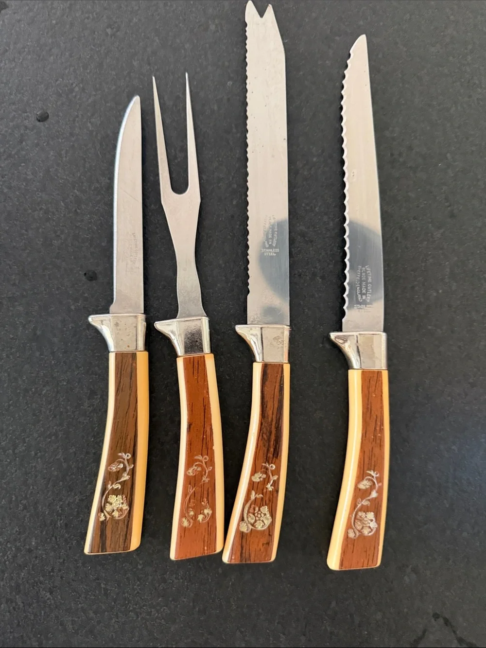 Vintage Thanksgiving Carving Set, Sheffield England, Fleur d’or floral design